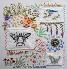 the embroidery work is done with flowers, birds and other small things on it's side