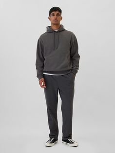 Oversized Vintage Soft Hoodie Winter Cotton Sweats With Elastic Cuffs, Comfortable Gray Hoodie With Ribbed Cuffs, Fall Hoodie Sweats With Ribbed Cuffs, Winter Sweats With Pockets For Everyday, Comfortable Hoodie Sweats With Ribbed Cuffs, Comfortable Sweats With Elastic Cuffs For Winter, Cozy Fit Sweats With Pockets For Fall, Comfortable Winter Sweats With Elastic Cuffs, Relaxed Fit Sweats With Drawstring Hood For Winter