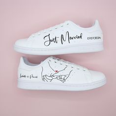 Do you want to make a specific model? Contact me by message :) About the shoes: Personalized hand painted wedding sneakers. The price includes the pair of shoes as well as customization. Handmade model with love in my workshop in France ❤️ Top quality, waterproof and washable Angelus leather paint 🎨 Each pair is made to order, so it is not possible to cancel, exchange or return the order. Painted Wedding Sneakers, Sneakers Wedding, Wedding Shoes Sneakers, Wedding Sneakers, Painted Sneakers, Hand Painted Wedding, Leather Paint, Shoes Wedding, Wedding Decor Elegant