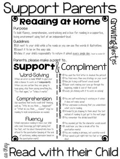 a poster with the words support parents reading at home and supporting them to their child