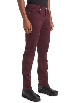 Soft stretch denim refreshes the look and feel of all-occasion jeans cut with a classic mid-rise and modern slim fit that still gives you room to move. 33" inseam; 13" leg opening; 9" front rise; 14" back rise (size 29) Zip fly with button closure Five-pocket style 93% organic cotton, 5% elasterell-p, 2% elastane Dry clean or machine wash, tumble dry Made in the USA of imported fabric Men's Clothing Casual Mid-rise Jeans For Fall, Mid-rise Jeans For Fall Casual Gatherings, Straight Leg Bottoms For Fall Casual Gatherings, Slim Fit Straight Bottoms For Fall, Straight Fit Jeans With Five Pockets And 5-inch Inseam, Straight Fitted Jeans For Fall, Fitted Straight Jeans For Fall, Slim Fit Full Length Cotton Jeans, Modern Fitted Straight Leg Jeans