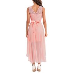 Pink Lace Splicing Sleeveless Party Dress with Belt Sleeveless Party Dress, Belt Women, Lace Splicing, Dress With Belt, Dresses Evening, Pink Lace, Women Dresses, Evening Dresses, Party Dress