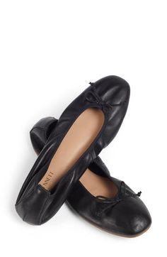 An elastic topline and dainty bow lend a classic finish to this superflexible ballerina flat crafted from soft, supple leather. Leather upper, lining and sole Made in Spain This brand is certified with the Butterfly Mark, which identifies luxury brands that adhere to social and environmental best practices This brand meets Nordstrom Responsible Brands criteria: brand adheres to responsible social and environmental practices Black Ballerina Outfit, Outfit Building, Ballerina Outfit, Black Ballerina, Ballerina Shoes Flats, Lk Bennett, Womens Ballet Flats, Ballerina Shoes, Ballerina Flats