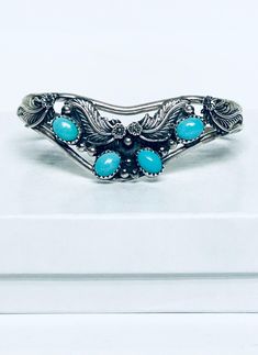 Native American Navajo Handmade Sterling Silver and Turquoise Cuff Bracelet * L 6 1/2   includes gap   slightly adjustable  * W 1" * Sterling Silver 9.25 * Sleeping Beauty Turquoise  * Signed  * Authentic Adjustable Traditional Turquoise Ring, Adjustable Southwestern Turquoise Cuff Bracelet, Adjustable Turquoise Southwestern Cuff Bracelet, Turquoise Bracelet Cuff, Turquoise Cuff, Sleeping Beauty Turquoise, Scottsdale Az, Handmade Sterling Silver, Sterling Silber