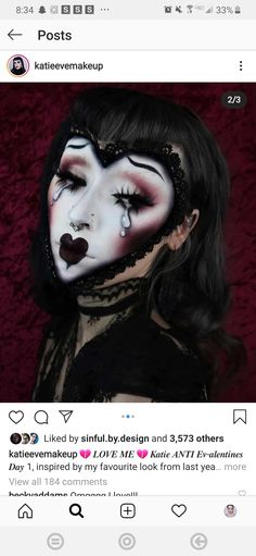 Sfx Makeup Inspiration, Funky Makeup Looks Creative, Spooky Drag Makeup, Pin Head Makeup, Artistic Makeup Looks Creative, Anti Valentine Makeup, Vampire Drag Makeup, Dramatic Makeup Tutorial, Scary Valentines Day Makeup