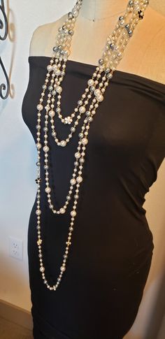 Long multi layer strand Pearl Necklace, Chanel inspired pearl necklace, breakfast at tiffany pearl necklace, luxury statement pearl necklace, extra long pearl necklace Layer Pearl Necklace, Statement Pearl Necklace, Bride Pearl Necklace, Chanel Pearl Necklace, Pearl Necklace Long, Multi Strand Pearl Necklace, Chunky Pearl Necklace, Extra Long Necklace, Layered Pearl Necklace