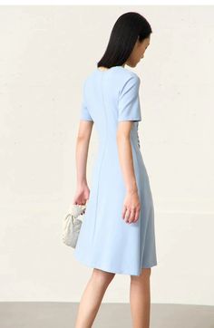 V-Neck Short Sleeve Dress – BEYOND Office Dresses For Women, Style Office, Short Sleeve Dress, Office Lady, Office Ladies, Sleeve Dress, Dress Length, Sleeve Styles, Casual Women