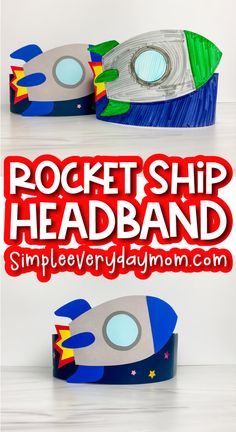 a rocket ship made out of paper with the words rocket ship headband on it