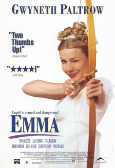 an advertisement for the movie emma with a woman holding a bow and arrow in her hand