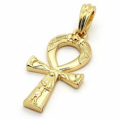 Men's 14k Gold Plated All Gold Engrave Ankh Pendant Hip-Hop 30" Cuban Chain | eBay Antique Ankh Collectible Jewelry, Spiritual Yellow Gold Jewelry With Lobster Clasp, Collectible Yellow Gold Amulet Jewelry, Etched Yellow Gold Pendant Jewelry, Collectible Gold-tone Pendant Jewelry, Antique Gold Ankh Jewelry, 14k Gold Amulet Jewelry For Collectors, Symbolic Yellow Gold Collectible Necklace, Symbolic Yellow Gold Cross Jewelry