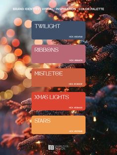 a christmas tree with lights in the background and text that reads twilight ribbons mist toe xmas lights stars