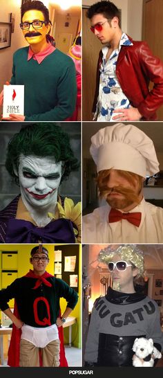 several photos of people dressed up as the joker and other characters in costumes that appear to be from different countries