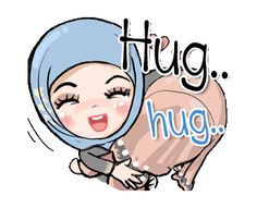 a cartoon character with the words hug on it