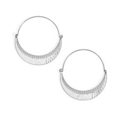 Collection: Palm Canyon Color: Silver Type: Wire Hoop Width: 1 5/8" Drop: 1 3/4" Finish: Silver plated Nickel-free White Gold Metal Hoop Earrings, Modern Silver Hoop Earrings With Oxidized Finish, Small Oxidized Silver Hoop Earrings, Small Silver Oxidized Hoop Earrings, White Gold Metal Hoop Earrings, Silver Crescent Hoop Earrings With Ear Wire, Silver Metal Hoop Earrings, Silver Hoop Crystal Earrings, Palm Canyon