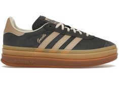 Buy and sell StockX Verified adidas shoes on StockX including the adidas Gazelle Bold Grey Magic Beige Gum (Women's) and thousands of other sneakers with price data and release dates. Adidas Gazelle Green, Grey Magic, Tan Adidas, Summer/fall Outfits, Adidas Gazelle Bold, Gazelle Bold, Bold Shoes, Tan Shoes, Casual Preppy Outfits