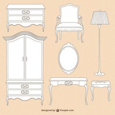 the furniture is drawn and ready to be used in an interior design project, or as part