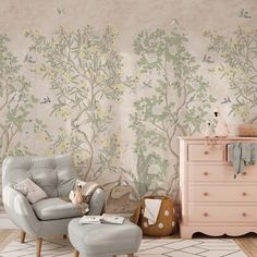 Chinoiserie Floral Wallpaper Mural - Vintage Birds and Blossoms Peel and Stick Chinoiserie Design, Vintage Chinoiserie, Vintage Background, Chinoiserie Wallpaper, Watercolor Wallpaper, French Polynesia, Wallpaper Mural, British Indian Ocean Territory, Blooming Flowers