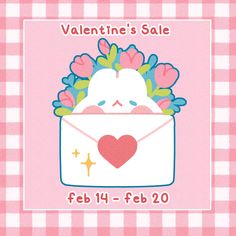 valentine's sale with an envelope and flowers