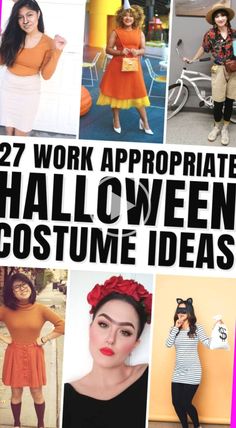 the cover of 27 work appropriate halloween costume ideas for women and girls, including pumpkins