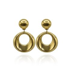 The "Large Gold Plated Italian Resin Clip-On Resin Hoops" are a bold and versatile pair of earrings that beautifully combine the elegance of gold plating with the lightweight comfort of Italian resin. These earrings are designed to make a statement and enhance your style, whether you're dressing up for a cocktail attire event or adding a touch of flair to a casual white t-shirt ensemble. The use of Italian resin plated with gold creates a luxurious and eye-catching appearance, infusing the earri Green Bralette, Cocktail Attire, Large Hoop Earrings, Brass Jewelry, Gold Plated Earrings, Independent Designers Fashion, White T Shirt, White Tshirt, White T