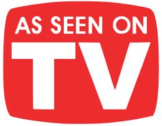 a red television logo with the words as seen on tv