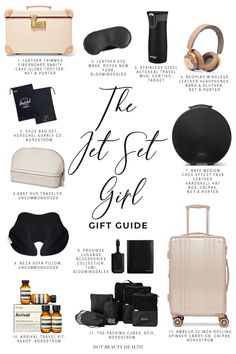 the ultimate gift guide for women with headphones, makeup and other items in it