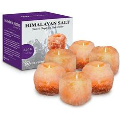 six himalayan salt candles in front of a box