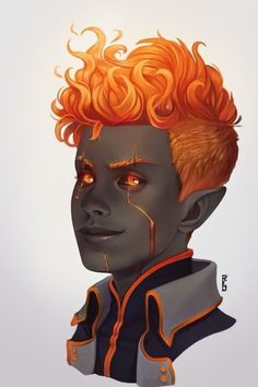 a drawing of a man with orange hair