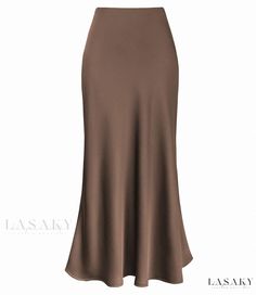 Lasaky - Luxe Semi-Sheer Skirt with High Waistline and Fluid Fish-Shaped Hem Elegant Brown Skirt For Evening, Elegant Brown Evening Skirt, Elegant Evening Brown Skirt, Elegant Flowy Brown Maxi Skirt, Elegant Brown Flowy Maxi Skirt, Elegant Brown Maxi Skirt For Party, Elegant Brown Maxi Skirt, Wraparound Skirt, Velvet Midi Skirt