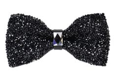 You'll be shining at any black tie event wearing this black, crystal bow tie. Black Bow Tie With Decorative Bow For Evening, Black Decorative Bow Tie For Evening, Elegant Black Bow Tie For Party, Luxury Bow Tie For Party, Adjustable Black Bow Tie For Party, Adjustable Black Ribbon Bow Tie For Parties, Elegant Black Bow Tie For Evening, Black Satin Bow Tie For Parties, Party Bow Ties