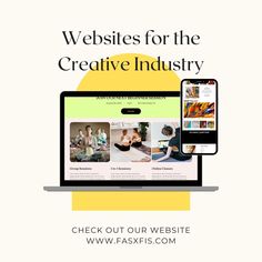 a laptop, phone and tablet with the words website for the creative industry