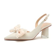 Lasaky - Fuhao High Heel Sandals with Butterfly Knot, Side Hollow, Round Toe Design - Elegant Casual Shoes Rough Heels, Coat Shoes, Beige Heels, Butterfly Knot, Satin Heels, Elegant Casual, Casual Sets, Wedding Things, Toe Designs