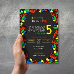 Lego Party Invitations, Lego Invitation, Lego Birthday Invitations, Lego Invitations, Lego Themed Party, Colorful Invitations, Lego Birthday Party, Lego Birthday, Kids Birthday Party Invitations