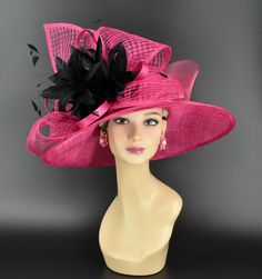 ✿*.Key Features.*✿ This is a wide-brim hat featuring a matching sinamay bow and crin bow, elegantly adorned with a feather flower accent, very beautiful. Great for Kentucky derby, weddings, church, Easter, Royal Ascot, horse races, cocktails, tea party, or any hat wearing occasion. Hat base size: From front to back: 17.75" (45cm) From left to right: 19" (48cm) Wide brim Appr: 5.12~6.5" Head girth: 22.5" (57cm) , adjustable string inside to make smaller to fit your head. If you want other colors in this style, just search the same item code in my store, you will find them. ✿*.Tip.*✿ ❣️If you want a customized piece, please follow the instructions below: 🔹Present style of hat or fascinator you would like from the store, with additional photos of your outfit and any other details you'd like Sinamay Hat, Easter Hat, Tee Party, Royal Ascot Hats, Sinamay Hats, Easter Hats, Hat Wedding, A Hat In Time, Hat Base