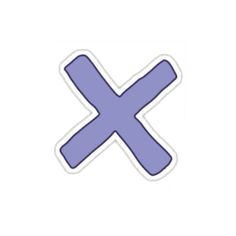 an x sticker is shown in blue on a white background, with the letter x below it