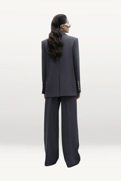 Genevieve Straight Long Sleeved Polyester Blazer | MEAN BLVD Chic Long Sleeve Blazer Dress With Pressed Crease, Office Tuxedo Blazer With Long Sleeves, Tailored Sleek Long Sleeve Blazer Dress, Formal Long Sleeve Pantsuit For Winter, Evening Suits With Double Button And Long Sleeves, Formal Long Sleeve Winter Pantsuit, Sleek Tailored Long Sleeve Blazer Dress, Sleek Long Sleeve Formal Pantsuit, Sleek Long Sleeve Semi-formal Pantsuit