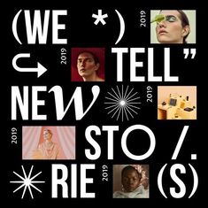 we tell new, sto / rie / s poster with images of men and women