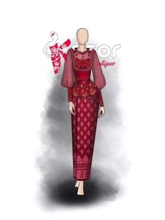 Songket Dress Modern, Modern Filipiniana Dress, Elegant Silk Dresses, Batik Dress Modern, Corset Fashion Outfits, Bride Dress Simple, Fashion Poster Design, Traditional Dresses Designs, Myanmar Dress Design