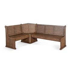 a wooden bench with two benches on it's sides and the seat facing outward