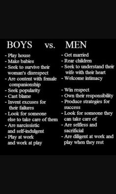 Boys Vs Men, Men Vs Boys, Understanding Men, Instagram Men, Masculine Energy, Boy Quotes, Godly Man, Man Vs, Men Quotes