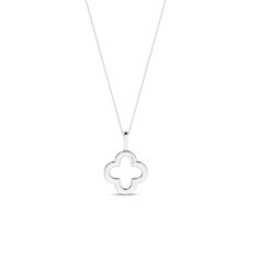 Indulge in the sheer allure of the Clover Silhouette Drop Necklace. This necklace is handcrafted with meticulous precision and showcases a delicate clover-shaped pendant studded with 20 radiant round diamonds. These brilliant diamonds adorn its contours, casting a celestial glow. Elevate your style with this exquisite masterpiece, a symbol of timeless sophistication and refined craftsmanship. Elegant Cross Pendant Necklace With Large Pendant, Elegant Necklace With Large Cross Pendant, White Gold Necklace With Large Cross Pendant, Diamond Drop Necklace, Drop Necklace, Brilliant Diamond, Round Diamonds, Diamond Necklace, Diamonds