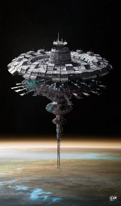 a futuristic space station floating in the air