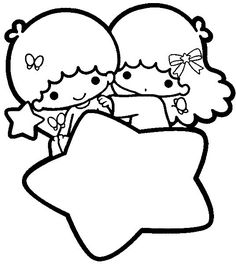 Sanrio Coloring Sheet, Little Twin Stars Coloring Pages, Sanrio Drawing, Stars Coloring Pages, Sanrio Coloring, Family Coloring Pages, Star Coloring Pages