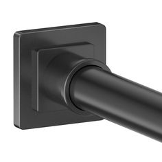 an image of a black wall mounted shower faucet