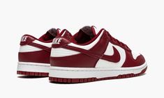 The Nike Dunk Low "Team Red" has been a footwear staple for over 35 years, but as of late, it's been one of the hottest models in sneaker culture.  Originally created as a basketball shoe, the low-top, lace-up silhouette is now known as an off-duty pair for the streets.  The casual Nike sneaker is outfitted with a laidback dark red and white color scheme on the premium leather upper—white covers the base, while red adds a bold touch on the overlay detailing.  The Nike Dunk Low sneaker is finishe Nike Dunk Low Team Red, Nike X Travis Scott, Low Air Jordan 1, Team Red, Jordan 8, Baskets Adidas, Red Team, Adidas Spezial, Dunks Nike