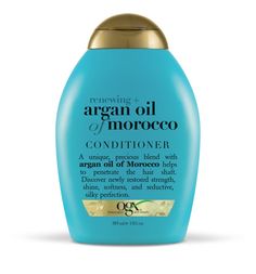 Repair & strengthen dry, damaged hair with OGX Renewing + Argan Oil of Morocco Conditioner. Argan Oil of Morocco conditioner from the #1 Hair Repair Brand* is ideal for dry, damaged hair. Our new & improved formula protects hair from excessive loss of lipids & proteins which creates frizz & breakage. Now with LipiPro Shield (TM) Technology, it provides 2x more protein & lipid protection** for healthy hair. This conditioner with a citrus-fresh, floral-green, & woody scent repairs dry, damaged str Argan Oil Uses, Natural Shampoo Diy, Argan Oil Of Morocco Shampoo, Black Hair Care Products, 3c Curls, Hair Argan Oil, Argan Oil Morocco, Ogx Shampoo, Argan Oil Of Morocco