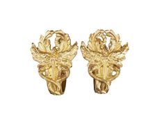 pair of gold - plated dragon head wall sconces