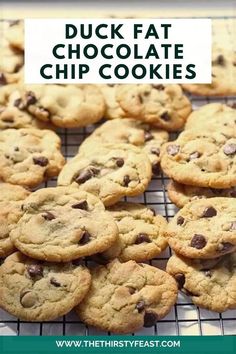 Looking for a new cookie recipe? These duck fat chocolate chip cookies are irresistible! They are perfect for snacks, potlucks and the holidays. The duck fat can be subbed with butter too! Fat Chocolate Chip Cookies, Cookie Experiment, Duck Fat, Dessert Lover, Chewy Cookie, Chocolate Chip Cookie