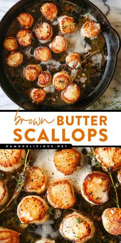 5 ingredients are all you need in this quick 30-minute meal! Seared to perfection in all that foamy goodness, these simple brown butter scallops are so fancy. Put this easy scallop recipe on your weeknight dinners for family! Brown Butter Scallops, Baked Brisket, Butter Scallops, Fish Dinners, Parmesan Risotto, Seared Scallops, Healthiest Seafood, Easy Seafood, Scallop Recipes