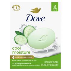 PRICES MAY VARY. CRISP & REFRESHING: Dove Cool Moisture Beauty Bar with cucumber & green tea gives a cooling cleanse while caring for your skin LOCK IN MOISTURE: Formulated with ¼ moisturizing cream, this Beauty Bar and gentle skin cleanser leaves skin instantly soft and smooth with lasting nourishment No.1 DERMATOLOGIST RECOMMENDED: The Dove Beauty Bar formula is pH balanced and free from sulfate cleansers, parabens, and phthalates. Dove is the #1 bar recommended and used by dermatologists VISI Green Tea Scent, Dove Bar Soap, Cucumber Green Tea, Dove Bar, Dove Beauty Bar, Dove Go Fresh, Dove Beauty, Gentle Skin Cleanser, Health Skin Care